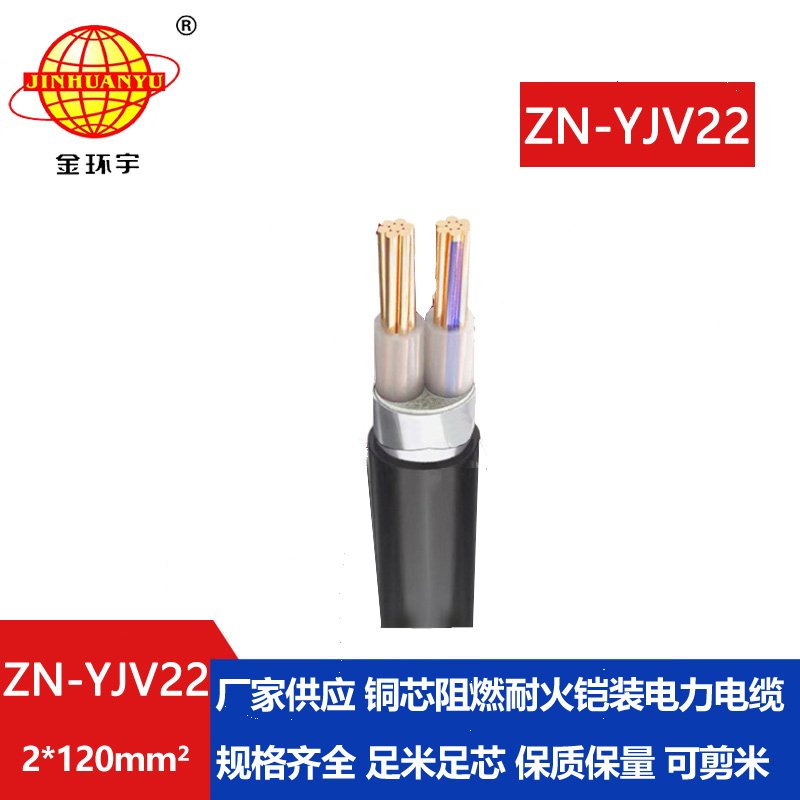 金環(huán)宇電纜 ZN-YJV22-2X120平方y(tǒng)jv22鋼帶鎧裝電纜 阻